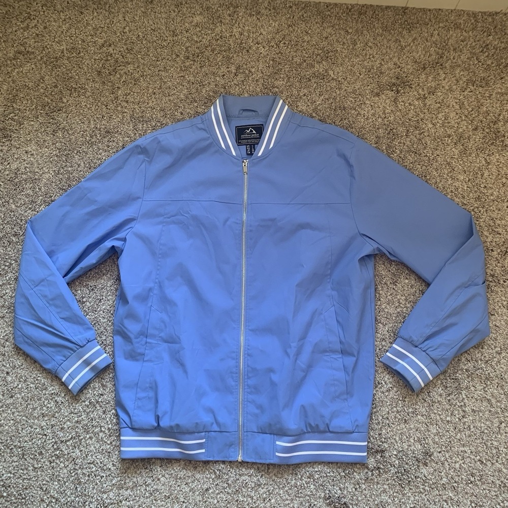 Outdoor Jacket Mens Large Blue Sporty Classic Long Sleeve